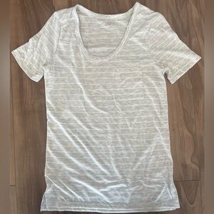Loft Light Gray Striped Pocket T Shirt